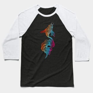 Aquatic Canvas: Colorful Transformation of the Koi Baseball T-Shirt